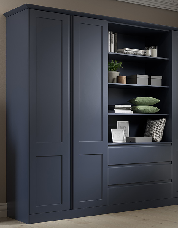 Bella Elland matt indigo blue fitted bedroom